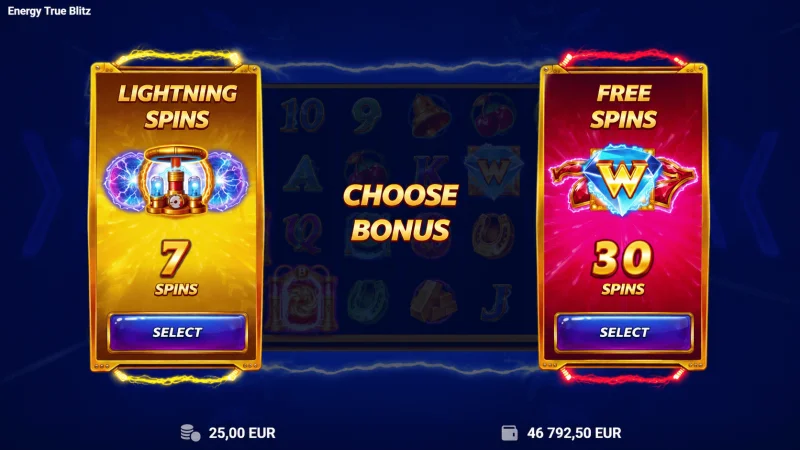 Energy True Blitz - valg av Lightning Spins-variant
